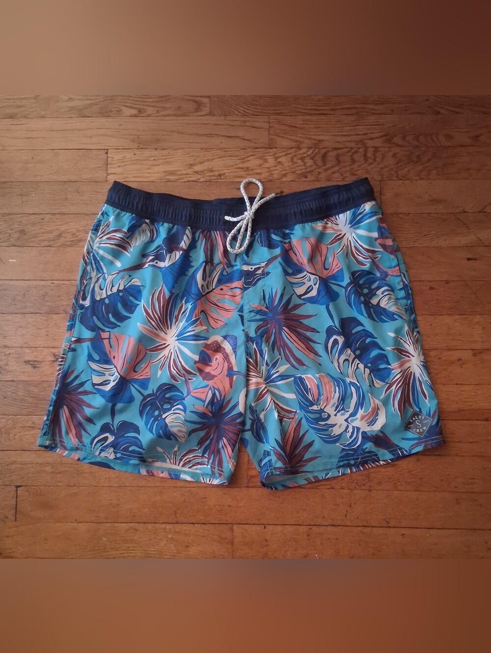 Salty Crew Blue and Coral Tropical Swim Shorts